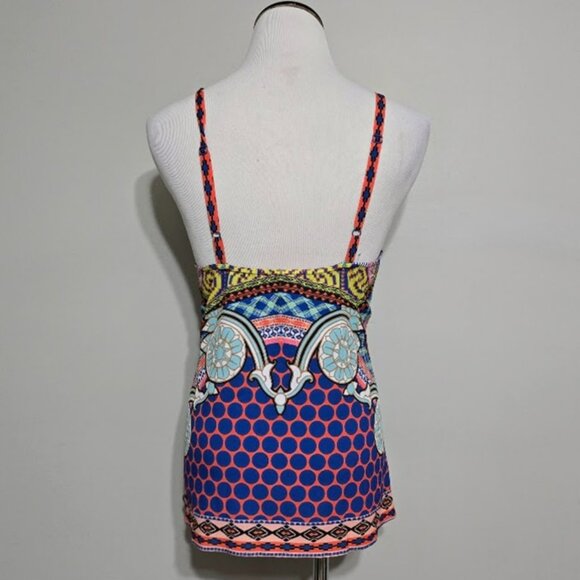 Chic Hale Bob Designer Halter Tank Top S Womens Mixed Geometric Boho Wanderlust - Picture 7 of 13